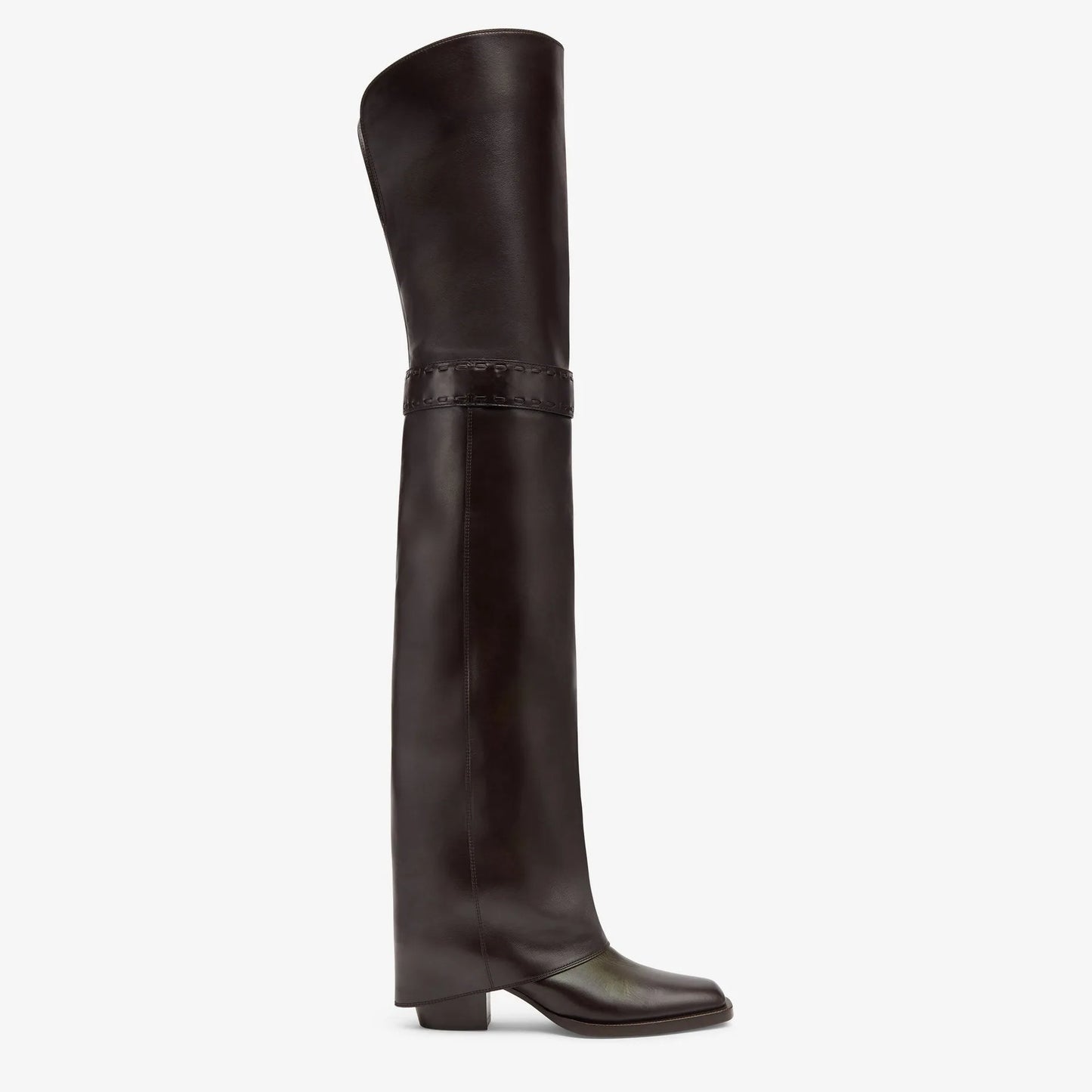 Elegant Temperament of European and American Women, Thick High Heels, Skirt Hem, Knee High Boots, Oversized Retro Knight Boots