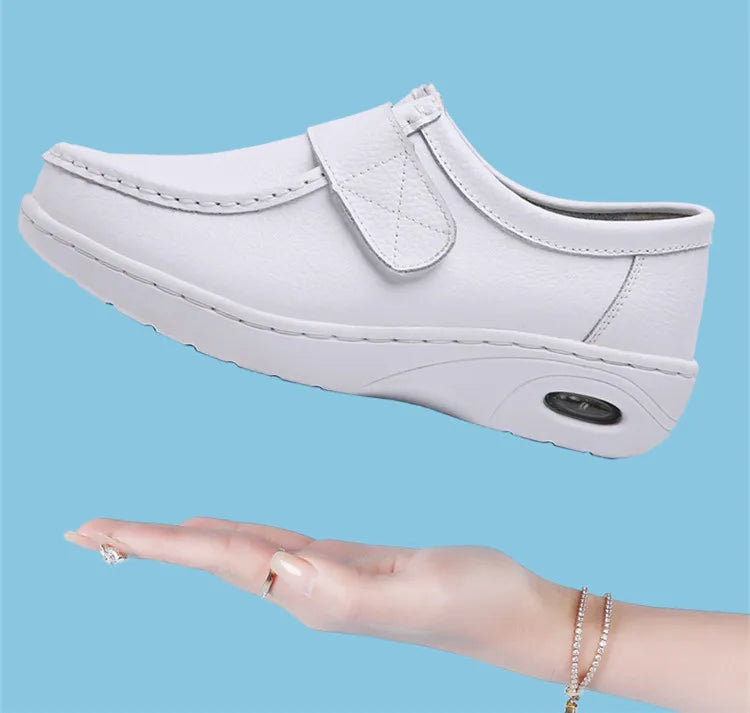 STRONGSHEN Women Platform Wedges Casual White Shoes Soft Nurse Work Shoes Hollow Out Breathable Comfort Non-slip Nursing Shoes