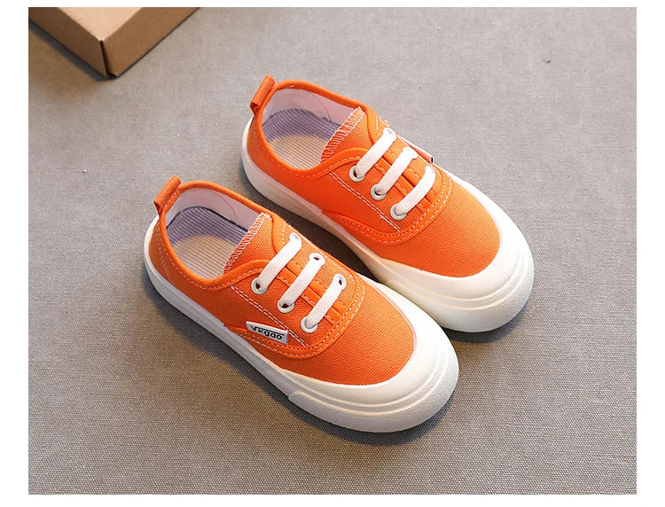Children Sport Canvas Shoes Boys Casual Shoes Girls Soft Sole One-legged Cloth Fashion Student Single Shoes Flats