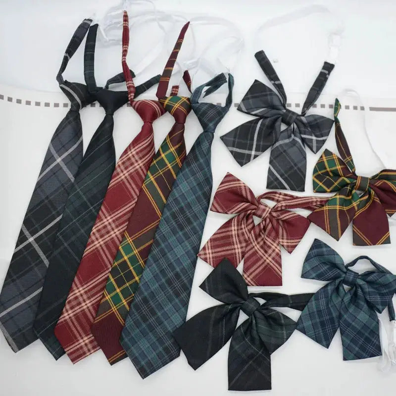 Trendy JK Ties Bowtie Women College Student Collar Neckwear Daily Shirt Accessories Cotton Plaid Bowknot Lolita Girls Lazy-tie BAZAARHUBO