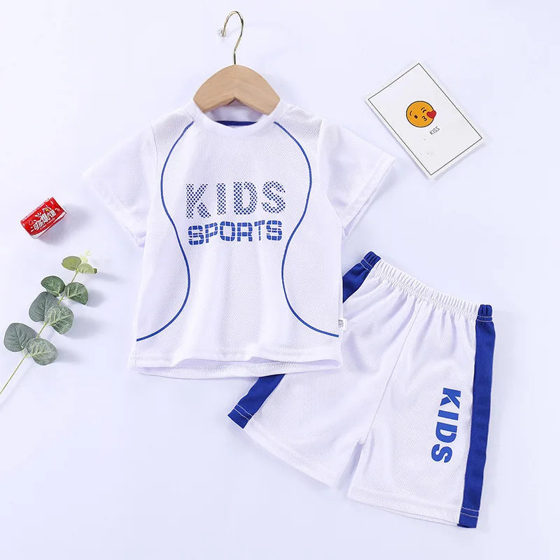 Sports Casual Clothing Suits For Boys Children Summer Solid Color Tops Shorts Two Piece Set Kids New Fashion Loose Tracksuits
