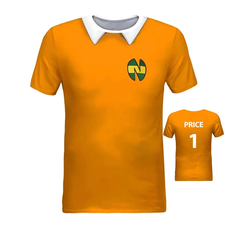 Captain Tsubasa Nankatsu School Soccer Jersey Benji Price T-Shirt Ozora Tsubasa Cosplay Orange Football Shirt