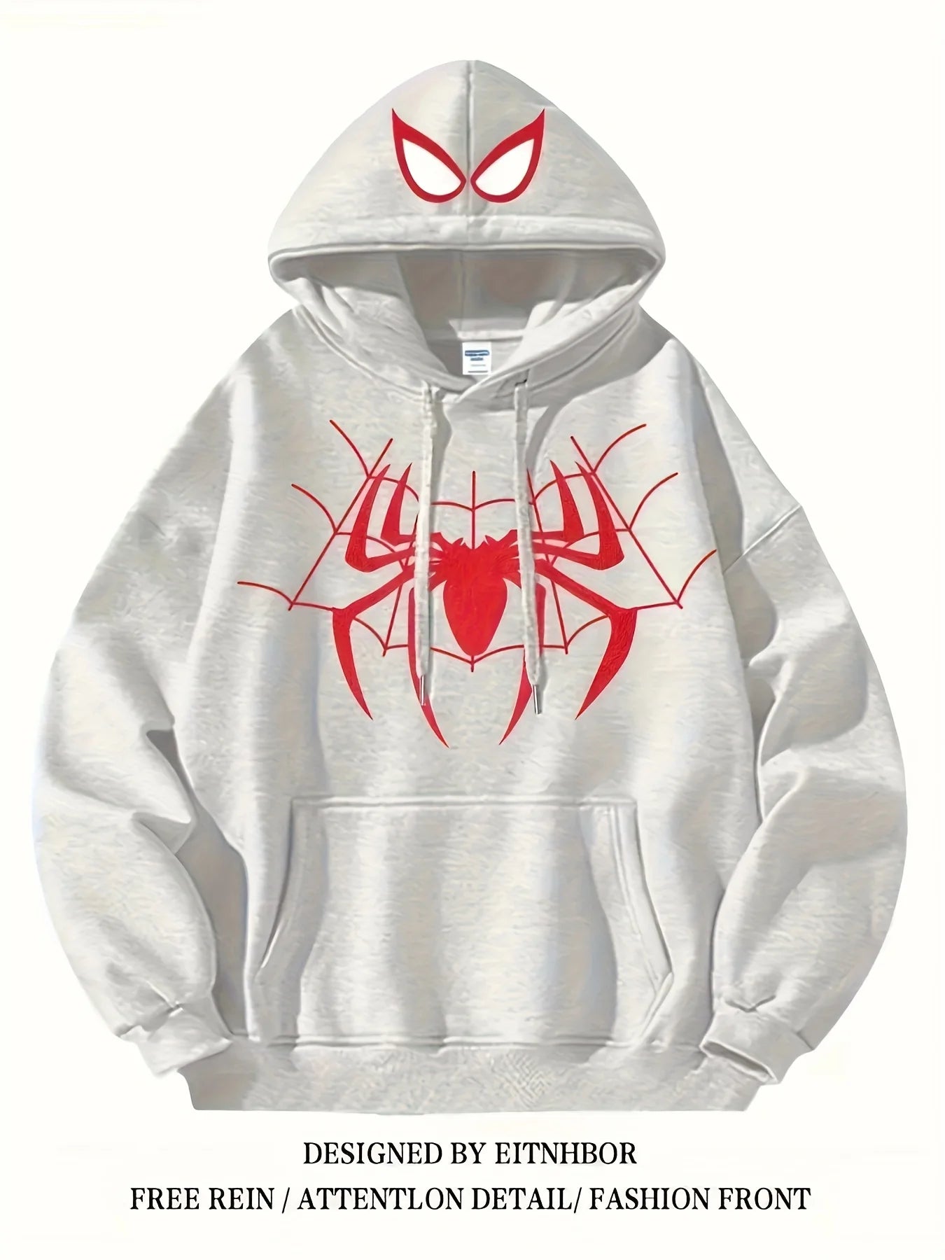 Spider Tide Cool Personality Print Men Women Hooded Sweatshirt Autumn Winter Daily Outdoor Holiday Casual Loose Warm Sportswear BAZAARHUBO