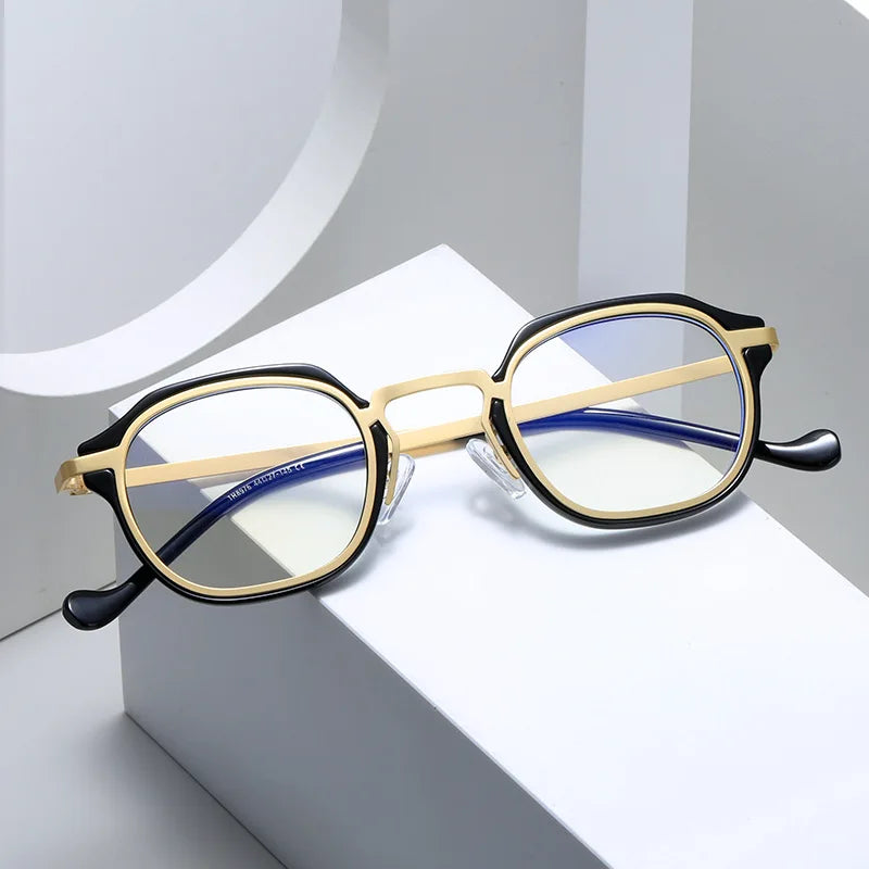 Blue Light Computer Glasses Men TR90 Metal Round Frame Myopia Glasses Women Vintage Optical Nearsighted Eyeglasses 0 To -600 BAZAARHUBO