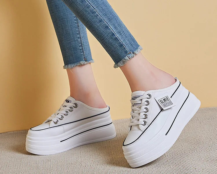 Fujin flip flops women 7.5cm Platform Slippers Denim Chunky Sneaker Casual Comfy Breathable Summer Shoes Women's slippers