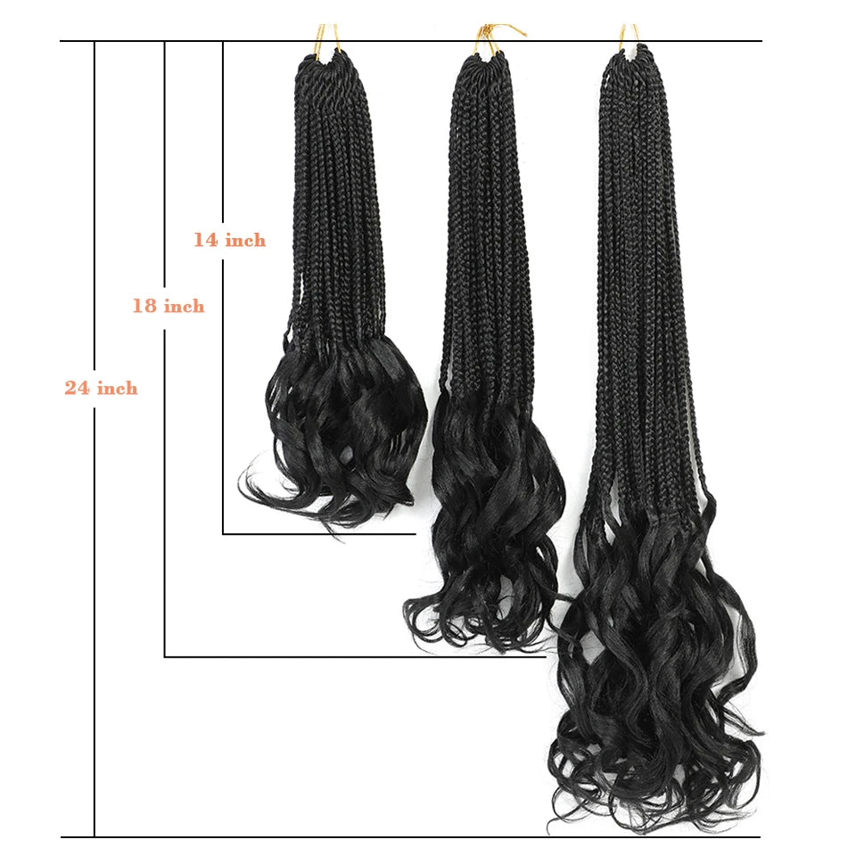 14 18 24 Inch French Curl Crochet Braids Boho Goddess French Curl Box Braids Crochet Hair Synthetic French Curly Braiding Hair