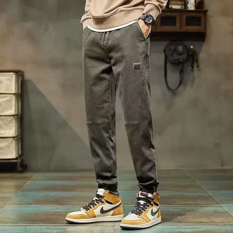 Men's Workwear Trousers Summer Sports Trendy Nine-Piece Cuffed Large Size Long Pants High Street Spring Autumn Casual Men's P...