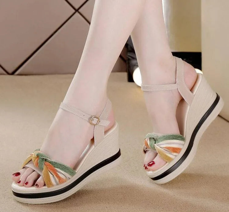 Open Toe Wedge Sandals for Women Summer Shoes босоножки женские Female Leisure Pumps Ankle Strap High Heels Ladies Slingbacks