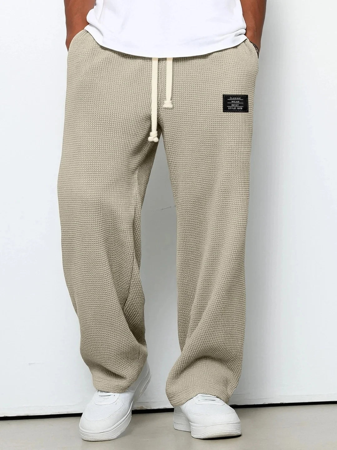 Mens Corduroy Casual Pants Fashion Loose Fit Pants Straight Sweatpants Elastic Waist Drawstring Outdoor Streetwear