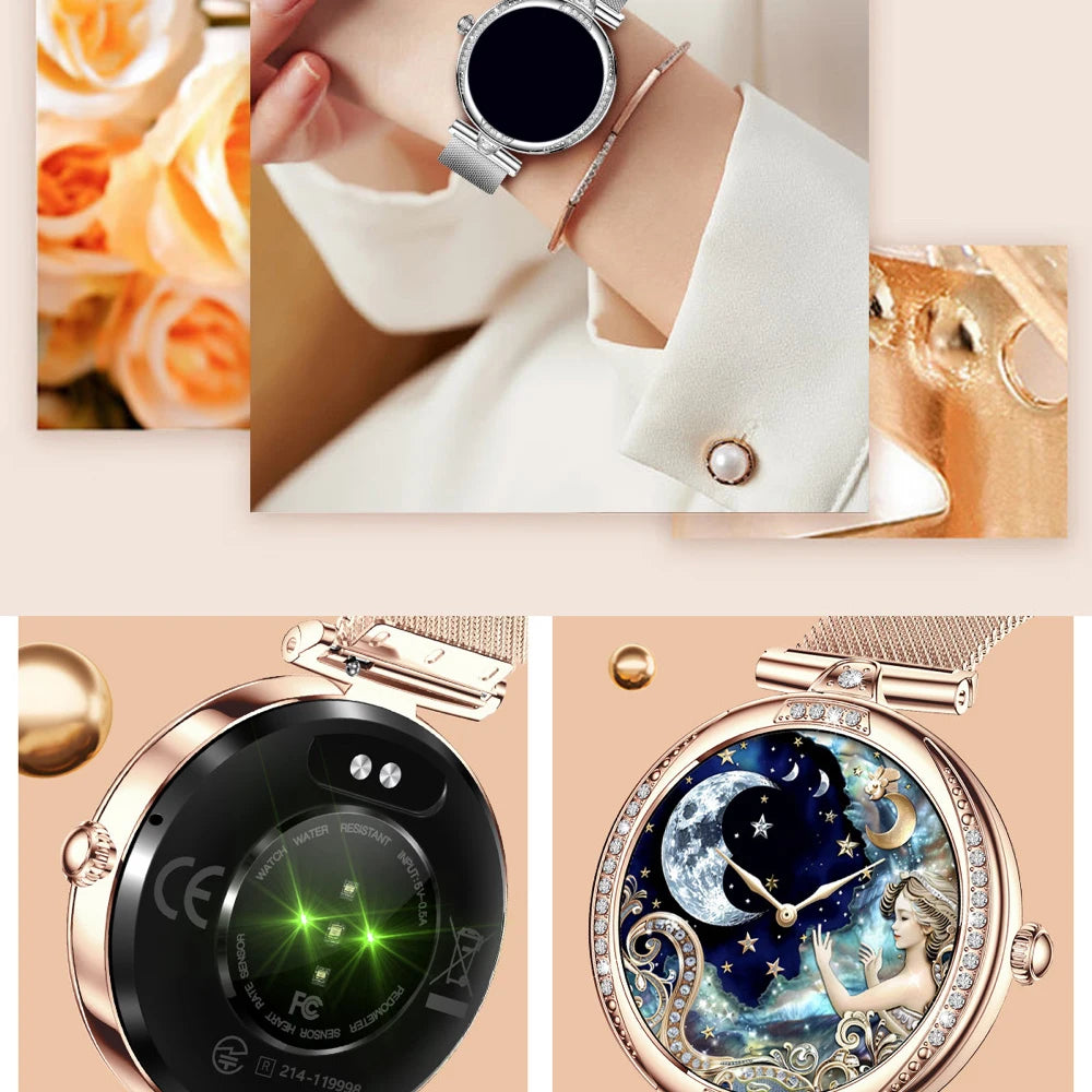 2025 Blue Tooth Call Lady Smartwatch 1.19" AMOLED Screen Women Smart Watches Waterproof Sports Fitness Tracker Health Bracelet