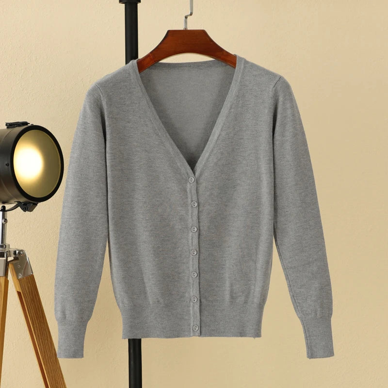 Korean Fashion Black Cropped Blouses Cardigan Female Clothing Sweaters Jersey Long Sleeve Top Women's Coat Spring 2025 Style