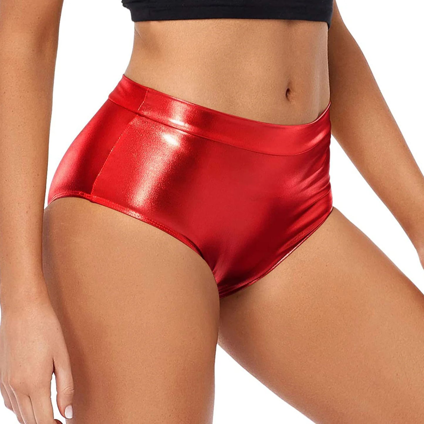Sexy Rave Dance Costume Women's Metallic Shiny Booty Shorts Skinny Panties Hot Short Pants for Carnival Club Party Bottoms