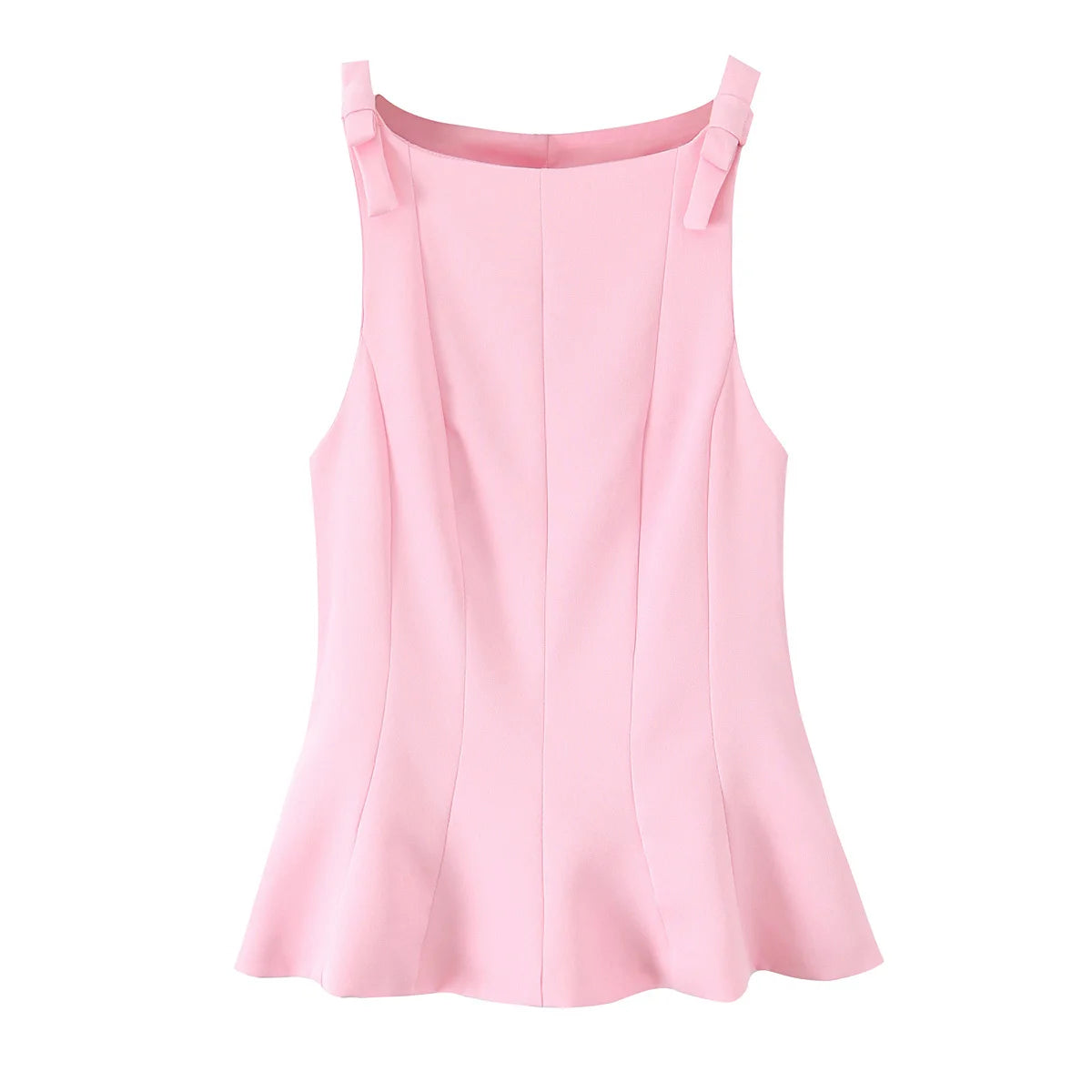 HH Female Summer Streetwear Style Sexy Top O-Neck Solid Sleeveless Bow Decorate Zipper Women's New Fashion Tops 2 Color