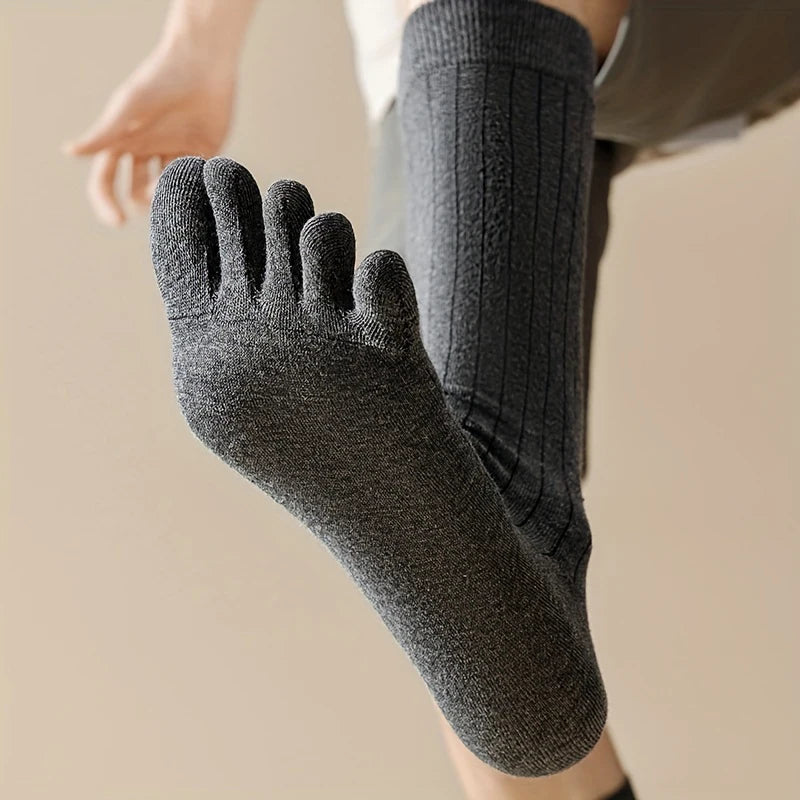 Men's Cotton Sweat Absorption Split-toe Knee-high Socks Breathable High Quality Soft Male Sock Comfortable Fashion Casual Sox