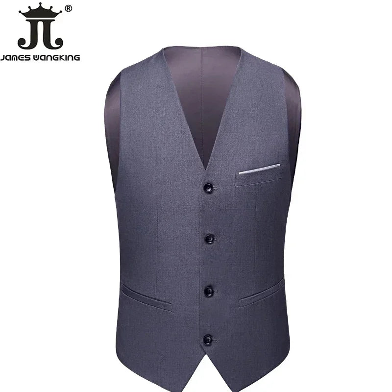 M-6XL Luxurious Fashion High-end Solid Color Men's Official Business Casual Suit Vest Groom Wedding Dress Party Male Waist Coat