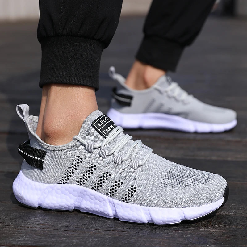 Men's  Cushioned Running Shoes Knitted Mesh Breathable Soft Soled Sneakers Fashion Forward Lightweight Outdoor Exercise Shoes