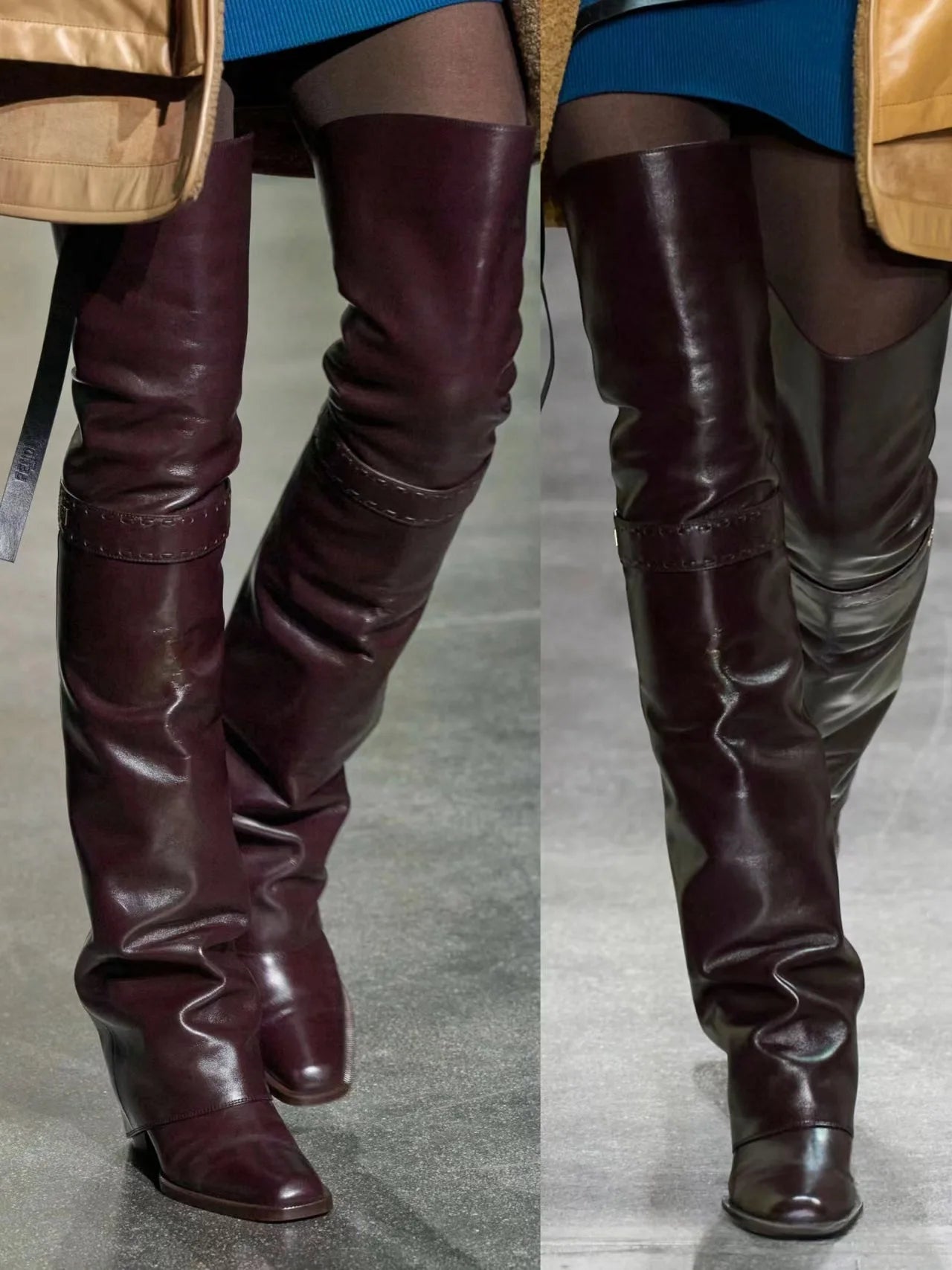 Elegant Temperament of European and American Women, Thick High Heels, Skirt Hem, Knee High Boots, Oversized Retro Knight Boots