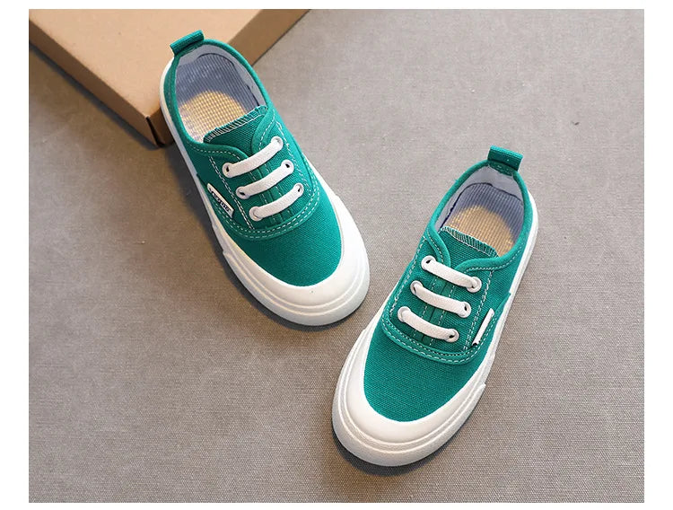 Children Sport Canvas Shoes Boys Casual Shoes Girls Soft Sole One-legged Cloth Fashion Student Single Shoes Flats