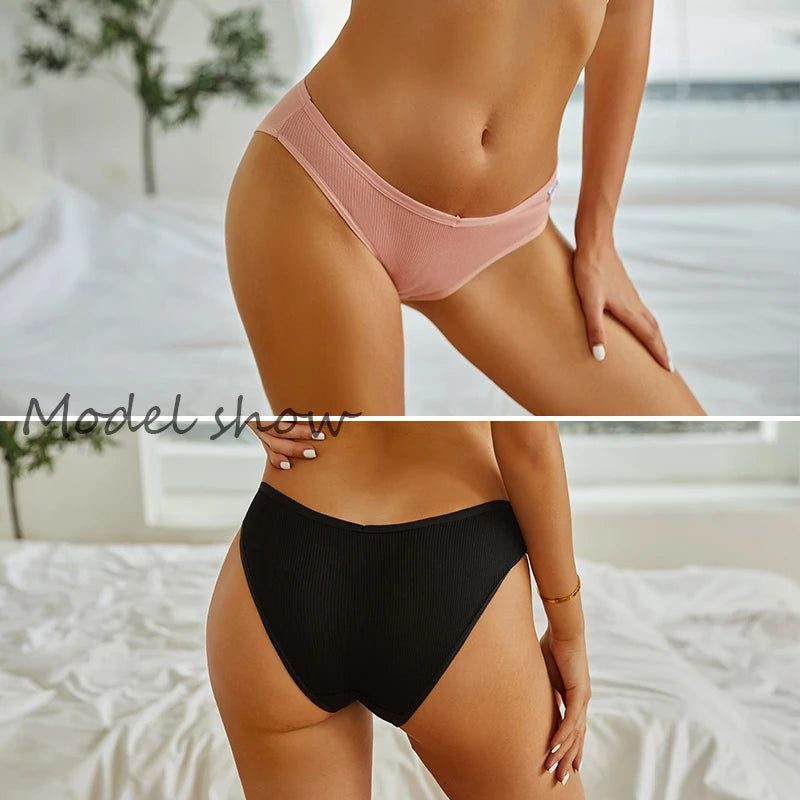 5PCS Women Cotton M-4XL Panties Briefs Female Sexy V Wasit Underwear Ladies Underpants Pantys Girls Plus Size Intimates Lingerie