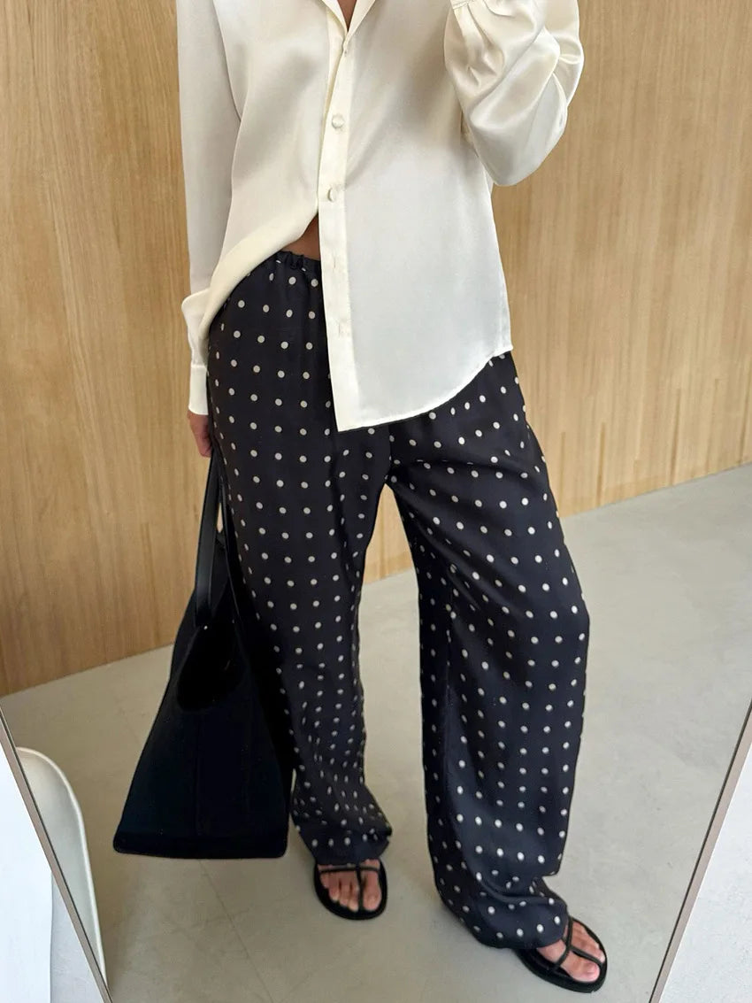 2025 autumn and winter new loose and comfortable polka dot long straight pants design temperament fashion casual commuting