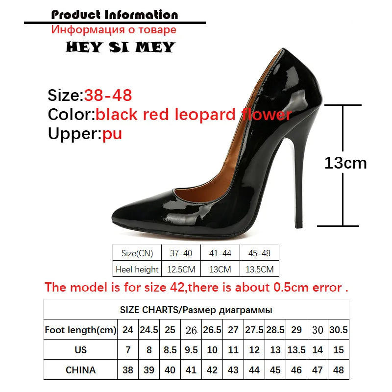 Sexy Extreme High Heels Pumps Women Shoes Large Size 45 Point toe Black Red Heeled Autumn Office Party Wedding Shoes Female