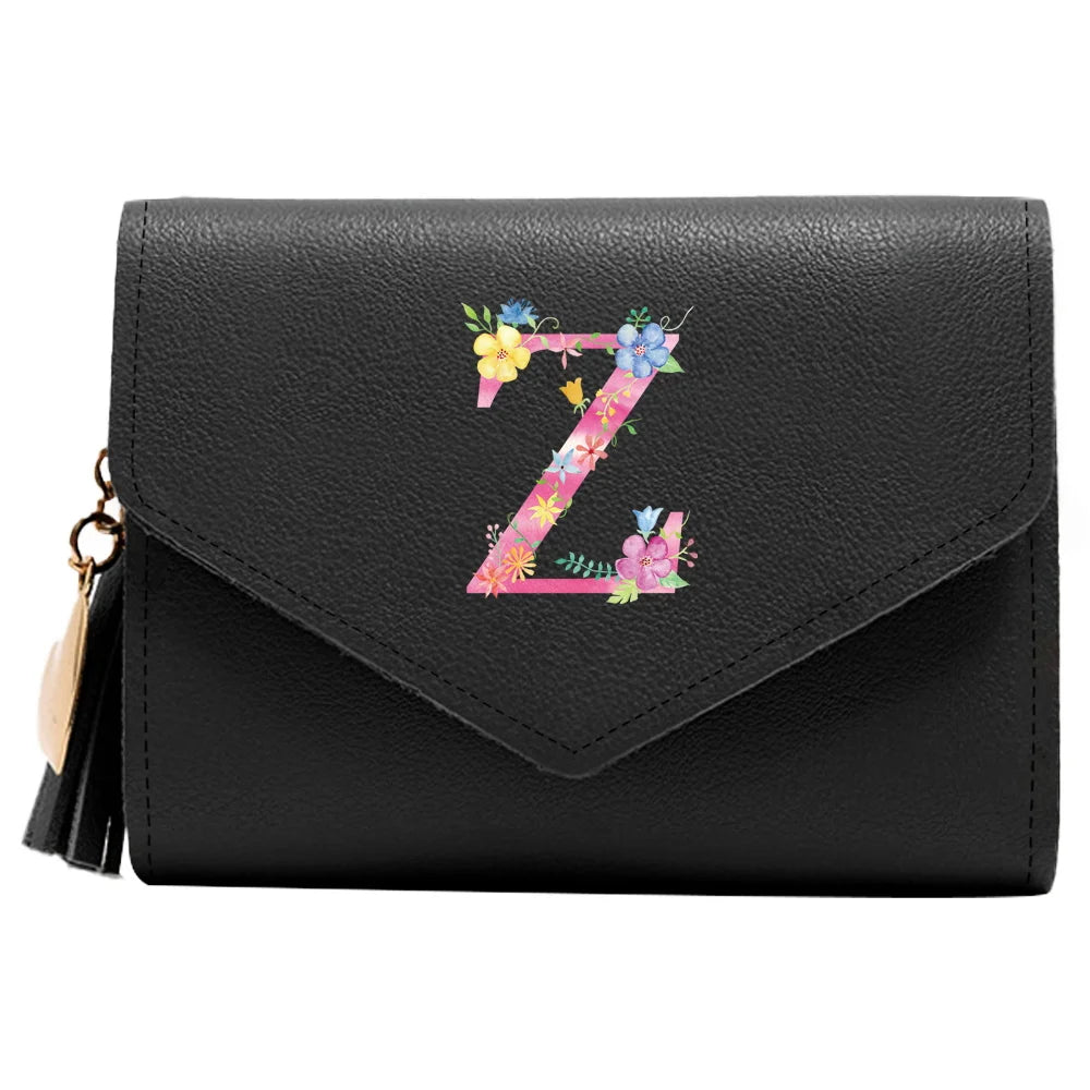 Purse Female Mini Wallet Cute Purse Pink Letter Pattern Slim Wallet RFID Blocking Credit Card Holder Coin Pocket ID Window