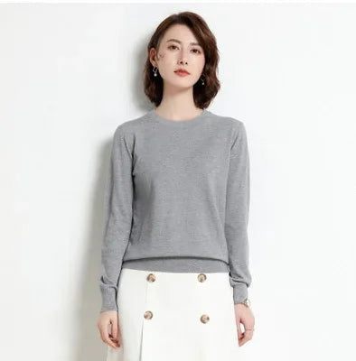 Autumn Winter Women's Sweater O-neck Cashmere Solid Pullovers Slim Bottoming Shirt Long Sleeve Casual Basic Pull Femme Sweater
