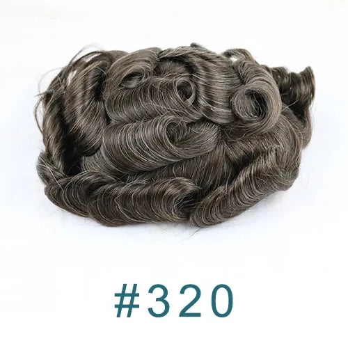 0.02mm Super Ultra Thin Skin 80% Density Natural Hairline Men Toupee Blonde Brown Grey Human Hair Undetected Capillary Prosthesi