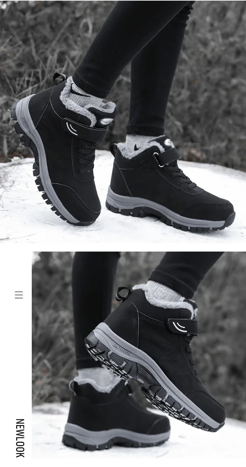 Men Waterproof Outdoor Boots Winter Warm Popular Footwear Male Suede Casual Snow Plush Warm Shoes Leather Walking Shoes 35-46