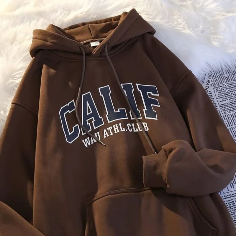 Women Hoodies Oversized Drop shoulder Fashion Loose Fleece Autumn Winter Printed Letter Pullover Aesthetic Sweatshirts 2025 New