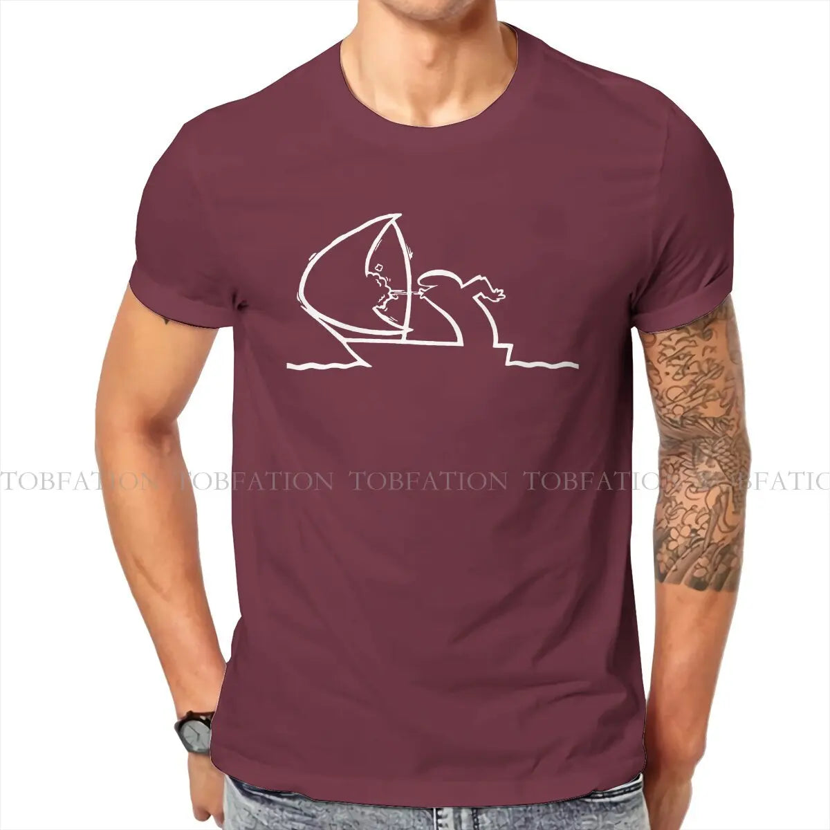 Sailing TShirt For Men La Linea The Line Osvaldo Cavandoli TV Camisetas Style T Shirt Comfortable Print Loose