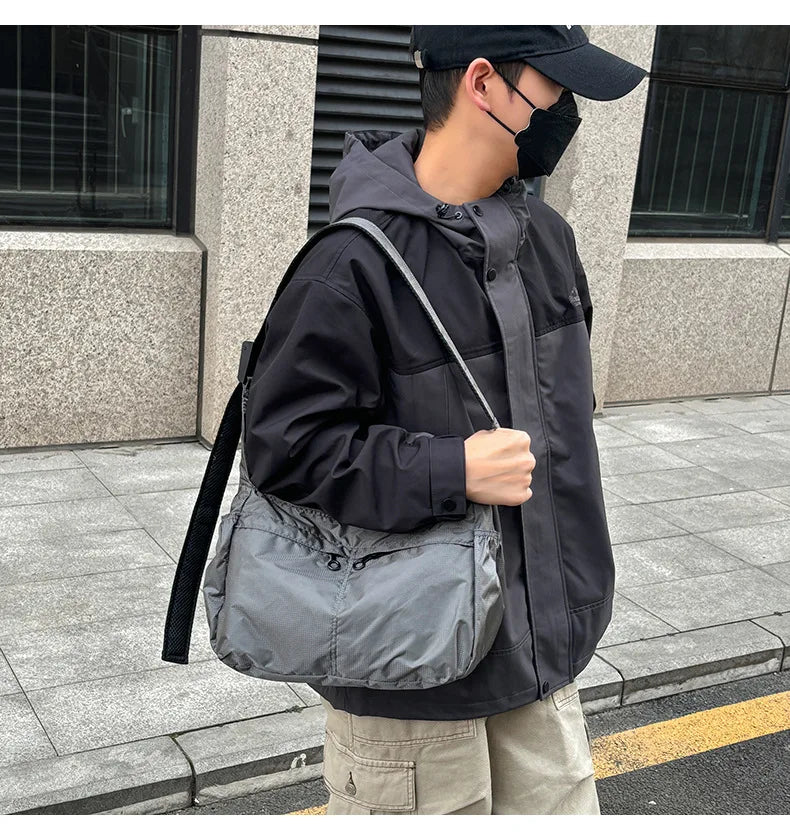 Outdoor Portable Crossbody Bags for Men and Women Commuter Waterproof Youth Shoulder Bag Solid Color Lightweight Female Tote