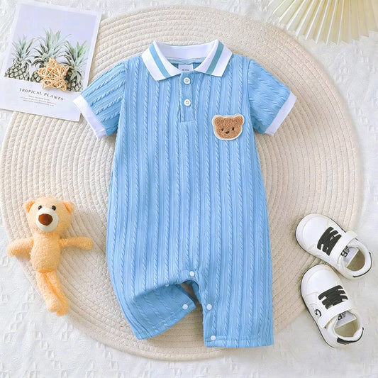 Fashion Baby Boy Romper Newborn Infant Bear Jumpsuit Short Sleeve Onesies Toddler Boys Casual Summer Outfit Baby Clothes 0-18M
