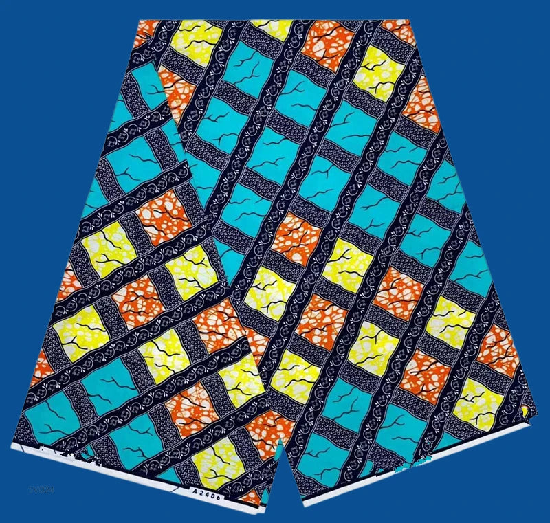 2025 Fashion Veritable African Wax Pagne Wax  100% Cotton Batik Tissu Wax Loincltoh Nigerial Dress 6yards for Sewing YG5-110-1