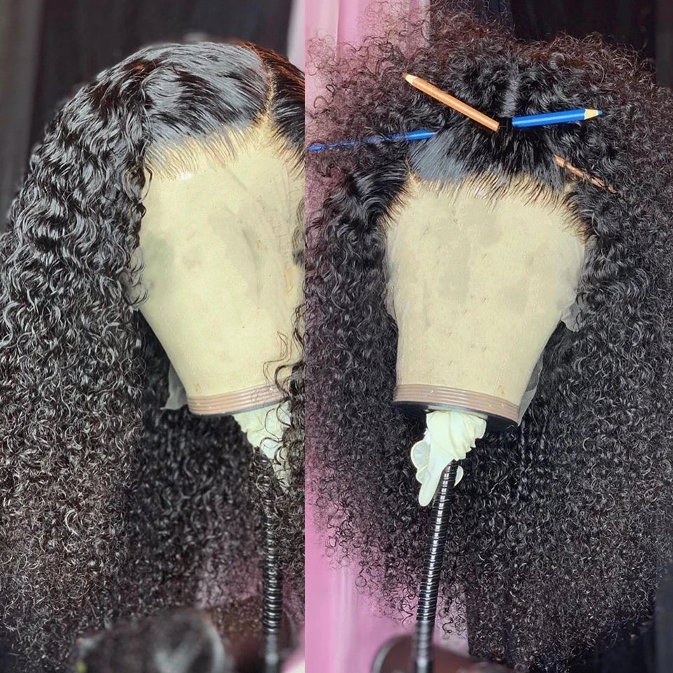 Mongolian Afro Kinky Curly Hair Wig Human Hair 13x6 Lace Frontal Wig Curly 4B 4C Lace Front Human Hair Wig Natural Hairline