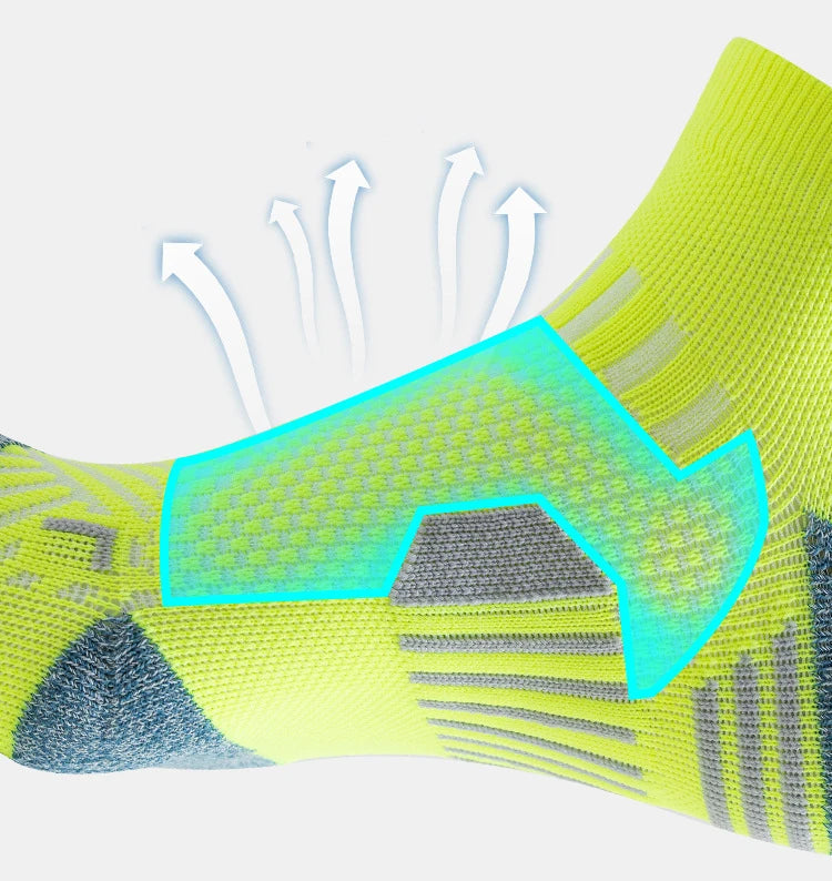 6 Pairs Marathon Running Socks Men Professional Sport Ankle Socks Thickened Towel Cushioned Tube Fitness Short Socks