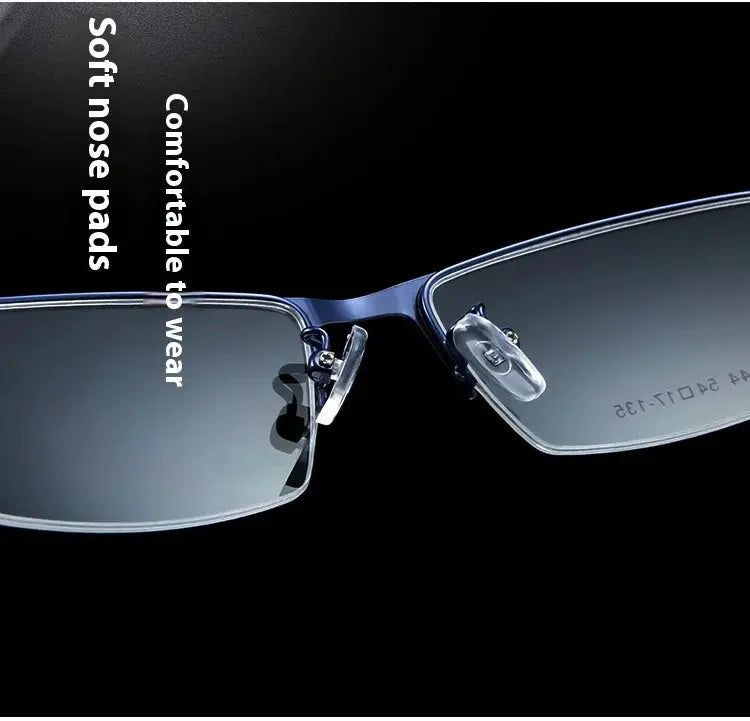 VCKA Half Frame Men Business Myopia Prescription Glasses Alloy Photochromic Anti Blue Ray Shortsighted Eyewear -0.5 TO -10 BAZAARHUBO