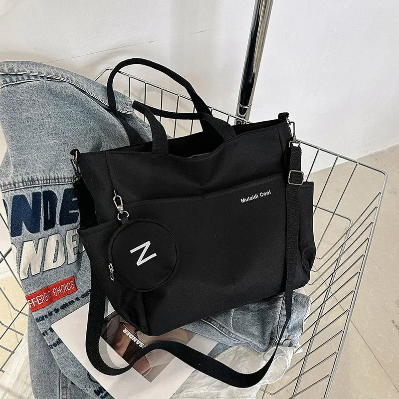 Korean version large capacity crossbody bag, versatile for male and female college students, travel shoulder bag, commuting bag