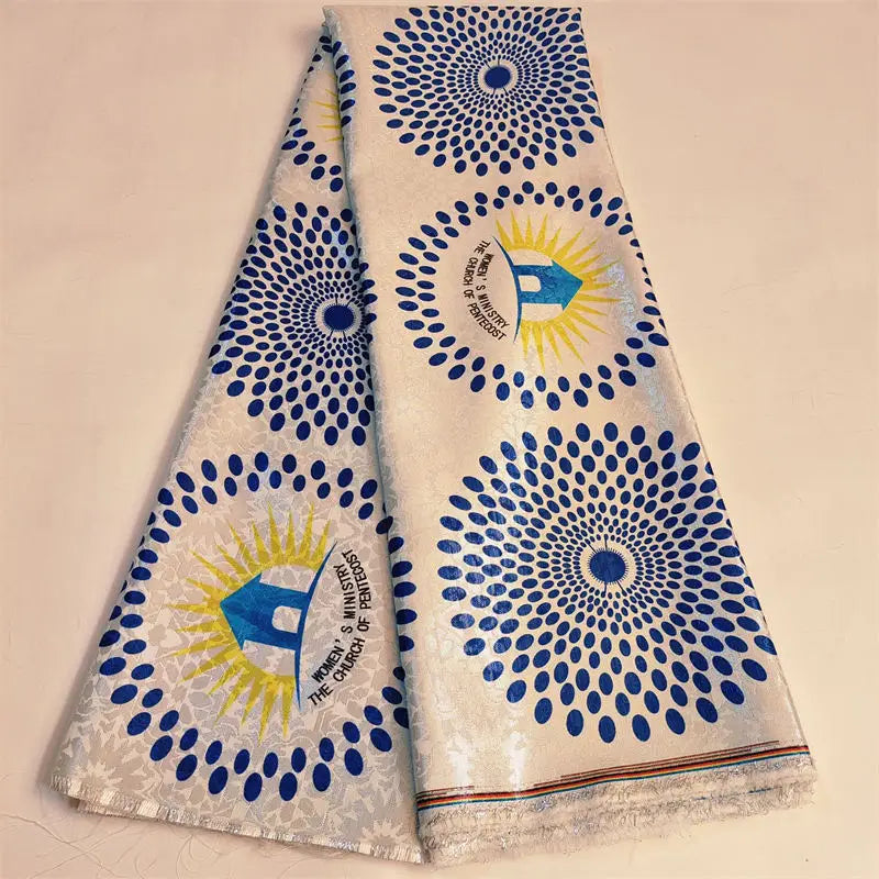 African Brocade Printing Fabric Shiny and Fashionable for Sewing Clothing Polyester Garment Fabric Breathable Opaque Inelastic