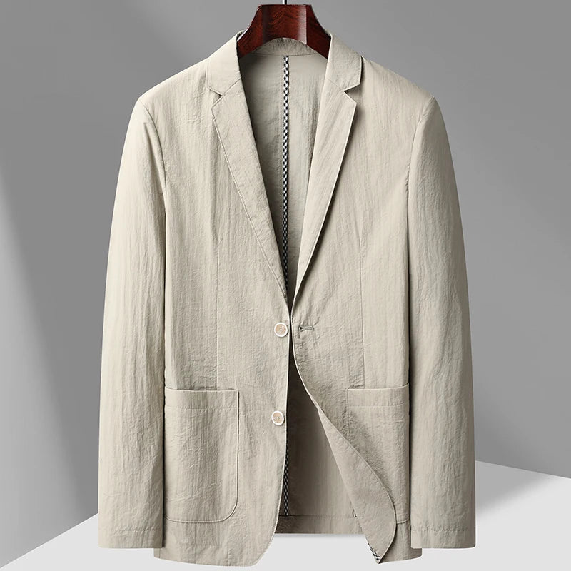 Summer thin suit men's jacket fashion handsome casual high-grade sense of light luxury suit jacket single west sun-protective cl