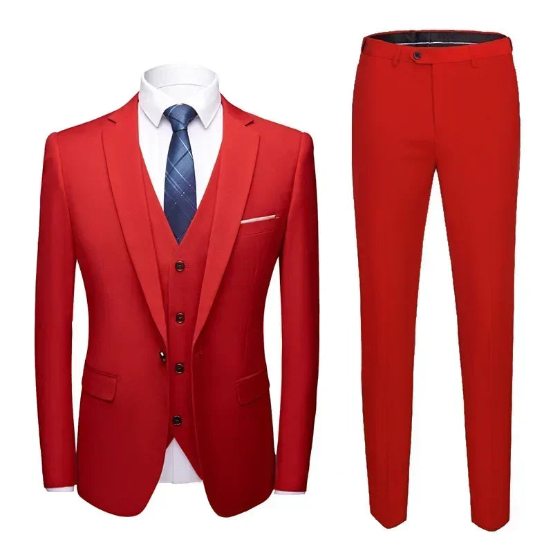 Elegant Suits For Men Wedding 3 Pieces 2 Set  Fashion Classic Full Jackets Vest Pants Blazers Outfit 2024 Formal Costume
