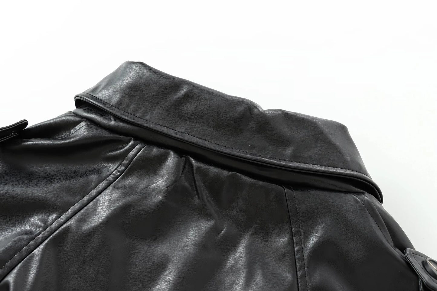 MUJER Faux Leather Bomber Jackets for Women Fashion Cropped Jacket Woman Streetwear Outerwears Long Sleeve Jacket Women Coats