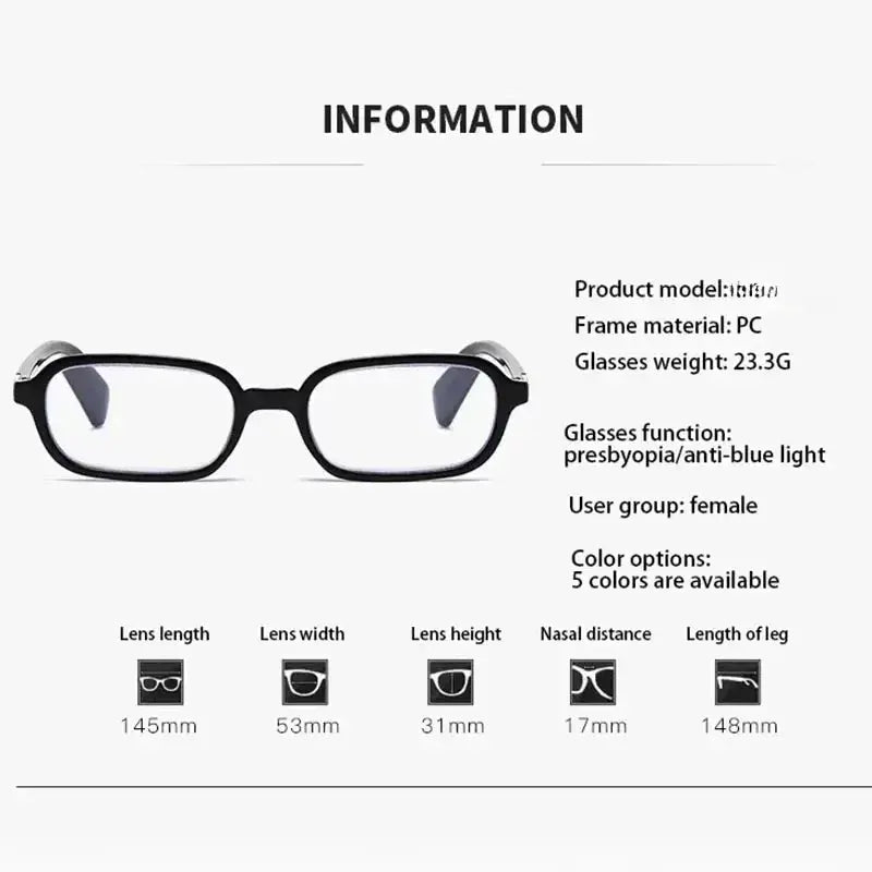 Women's INS Style Photochromic Reading Glasses Retro Square Small Frame Brand Designer Popular Eyeglasses Diopter 0 To +4.0 BAZAARHUBO
