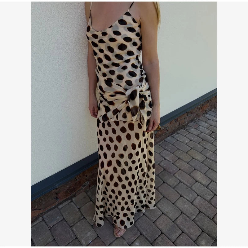Retro Polka Dot Sling Maxi Dress Woman Sexy U-neck Sleeveless Waist-cinching Bodycon Dresses 2026 Summer Party Vacation Robes