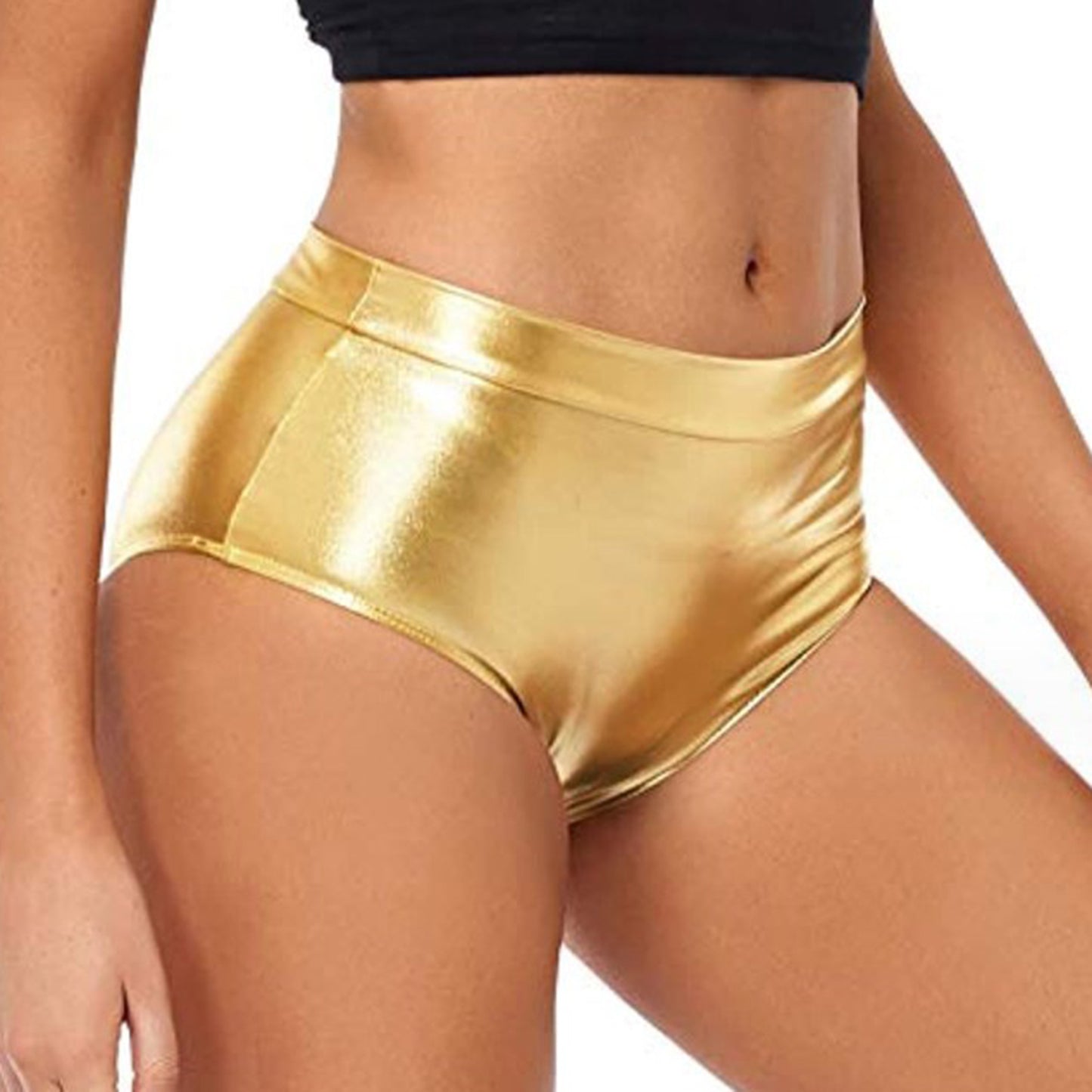 Sexy Rave Dance Costume Women's Metallic Shiny Booty Shorts Skinny Panties Hot Short Pants for Carnival Club Party Bottoms