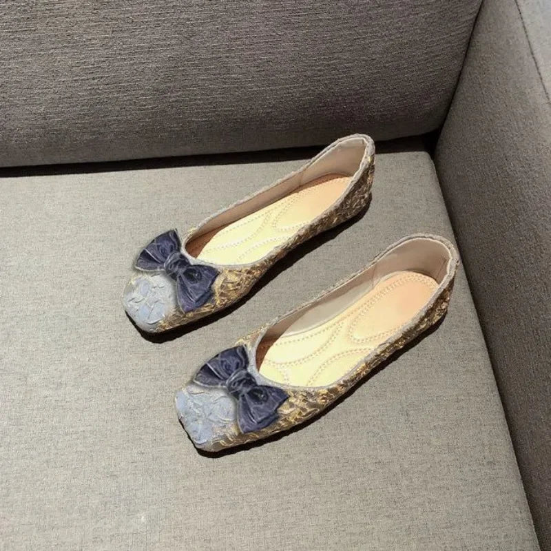 Anti-slip With Heel Shoes for Women Elegant Party Slip-on Satin Discount Stylish Genuine Mark Spring Non 2025 Trend Woman Flats