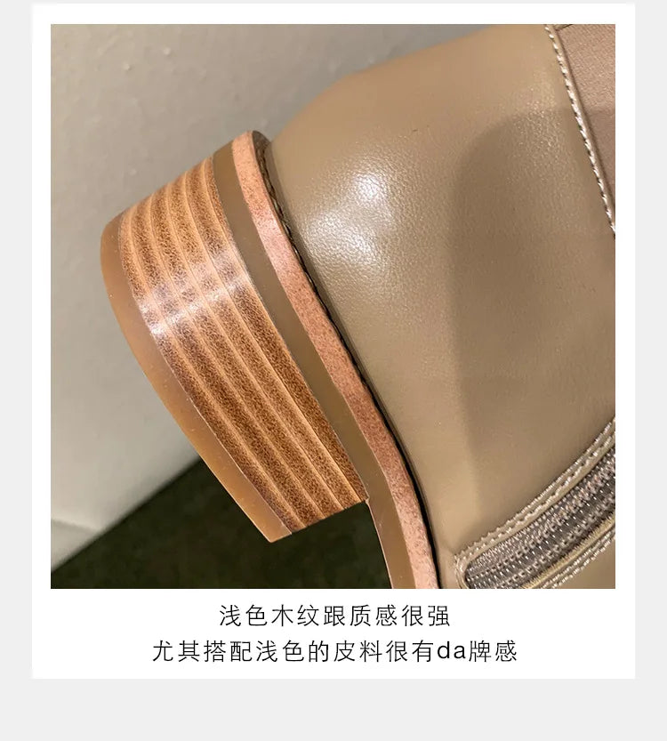 2026 Autumn/Winter Ankle Boots Women Basic Chelsea Botas Mujer Low Thick Heels Short Booties PU Leather Slip On Stretch Botines