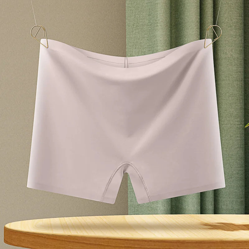 Womens Nylon Ice Silk Seamless Boyshort Underwear Anti-See-Through Breathable Non-Curling Safety Pants