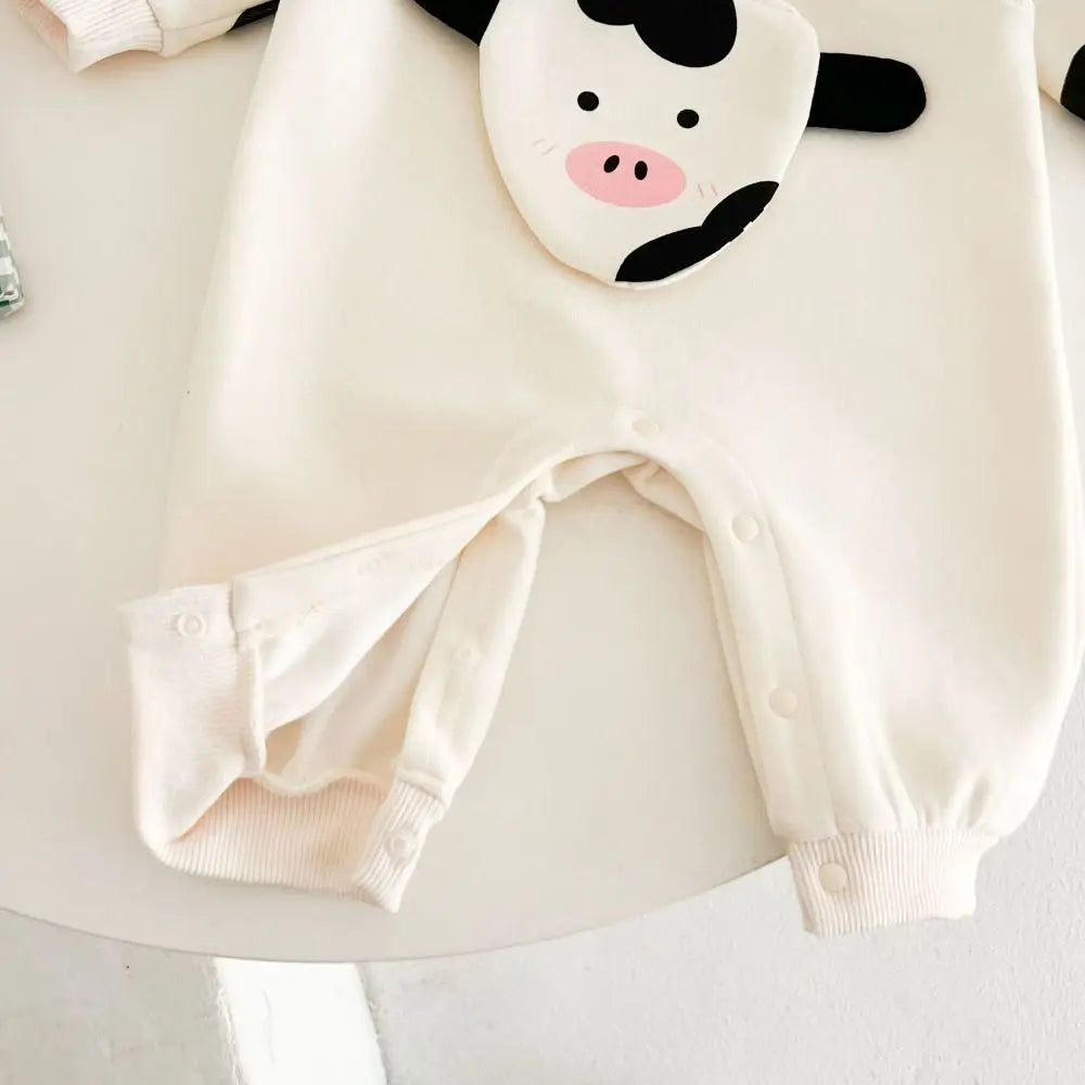Kids Fashion Long Pants Cow Baby Romper Casual Outfit Infant False Two-pieces Jumpsuit Soft Cotton Newborn Jumpsuit Boy Girl