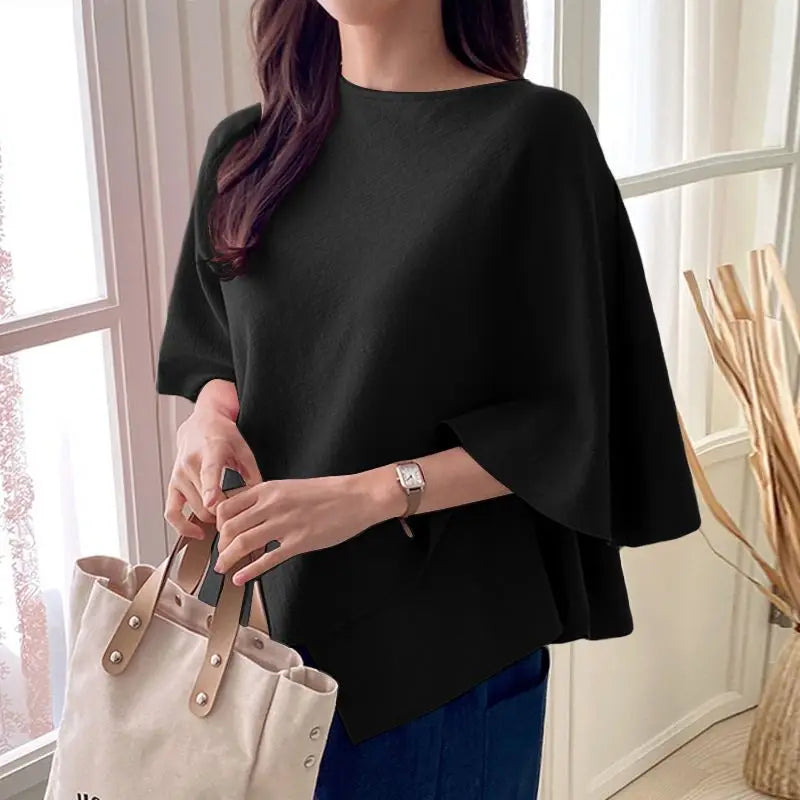 ZANZEA Women Fashion Blouse Chic 3/4 Sleeve Ruffle Hem Top Shirt 2025 Summer Round Neck Loose Blusa Elegant Irregular Work Tunic